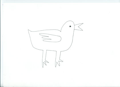 The first drawing made by a member of the public, recalling the previous drawing from memory

