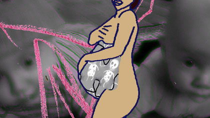 doubled up, still: Me heavily pregnant – the size of a woman who had been pregnant for a year (and it felt like it).