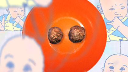 doubled up, still: Recurring meatballs. We do eat a lot of these.