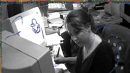 doubled up, still: Me in studio making film.