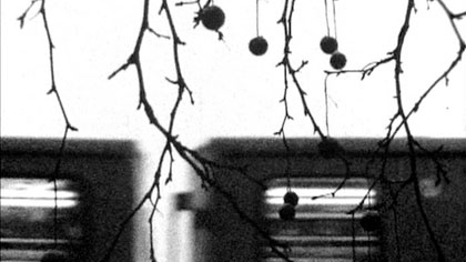 Half Life, still: Somewhere, elsewhere, outside (in this shot – Berlin), trains pass by