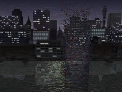 LMX Spiral, still: The maelstrom of the eighties approaches the sleeping city…
